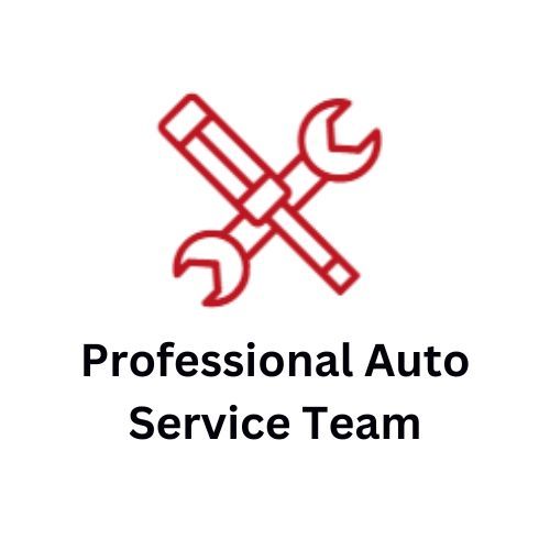 A logo for a professional auto service team with two wrenches crossed over each other.
