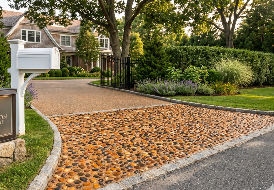 Retaining wall installation using large concrete blocks for backyard drainage support