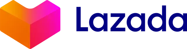 Lazada logo with a multicolored shopping bag icon and blue wordmark on white background