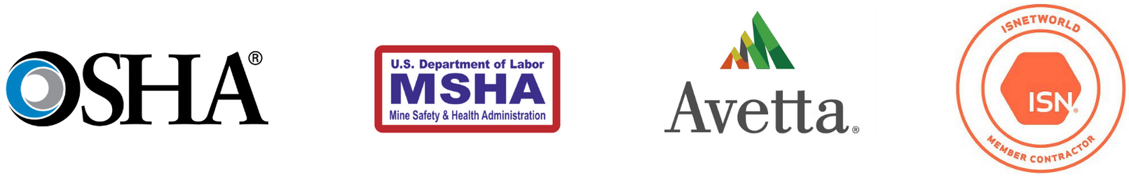 Three logos for osha msha and avetta on a white background