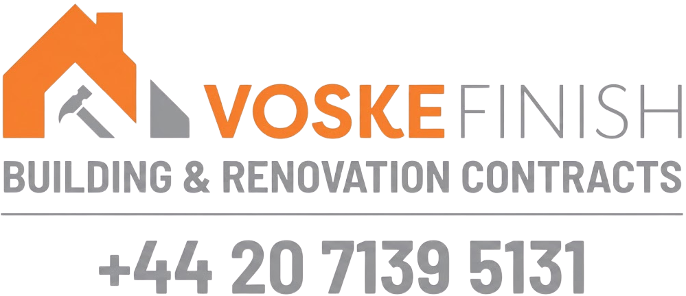 VoskeFinish header and footer branding logo with contact number