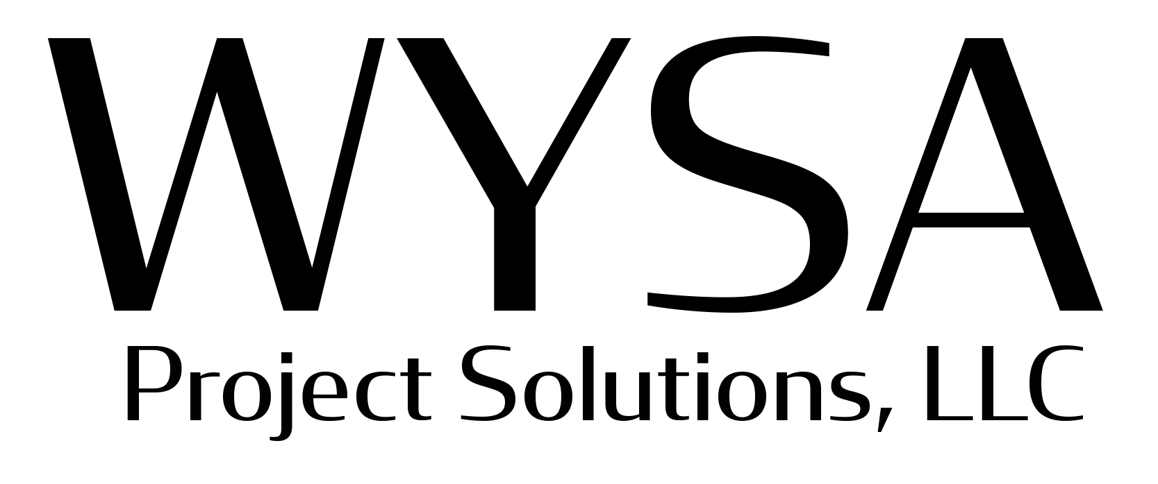 A black and white logo for wysa project solutions , llc.