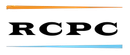 Logo RCPC avec texte noir et lignes horizontales orange et bleues