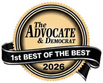 Seal of The Advocate and Democrat Best of the Best; gold and black