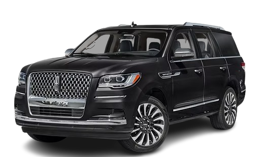 A black lincoln navigator is shown on a white background.