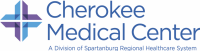 Cherokee Medical Center logo with blue and purple cross icon and hospital name text