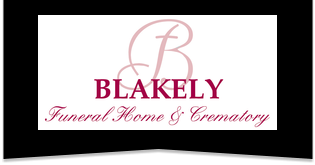Blakely Funeral Home & Crematory logo in pink and maroon on a white background
