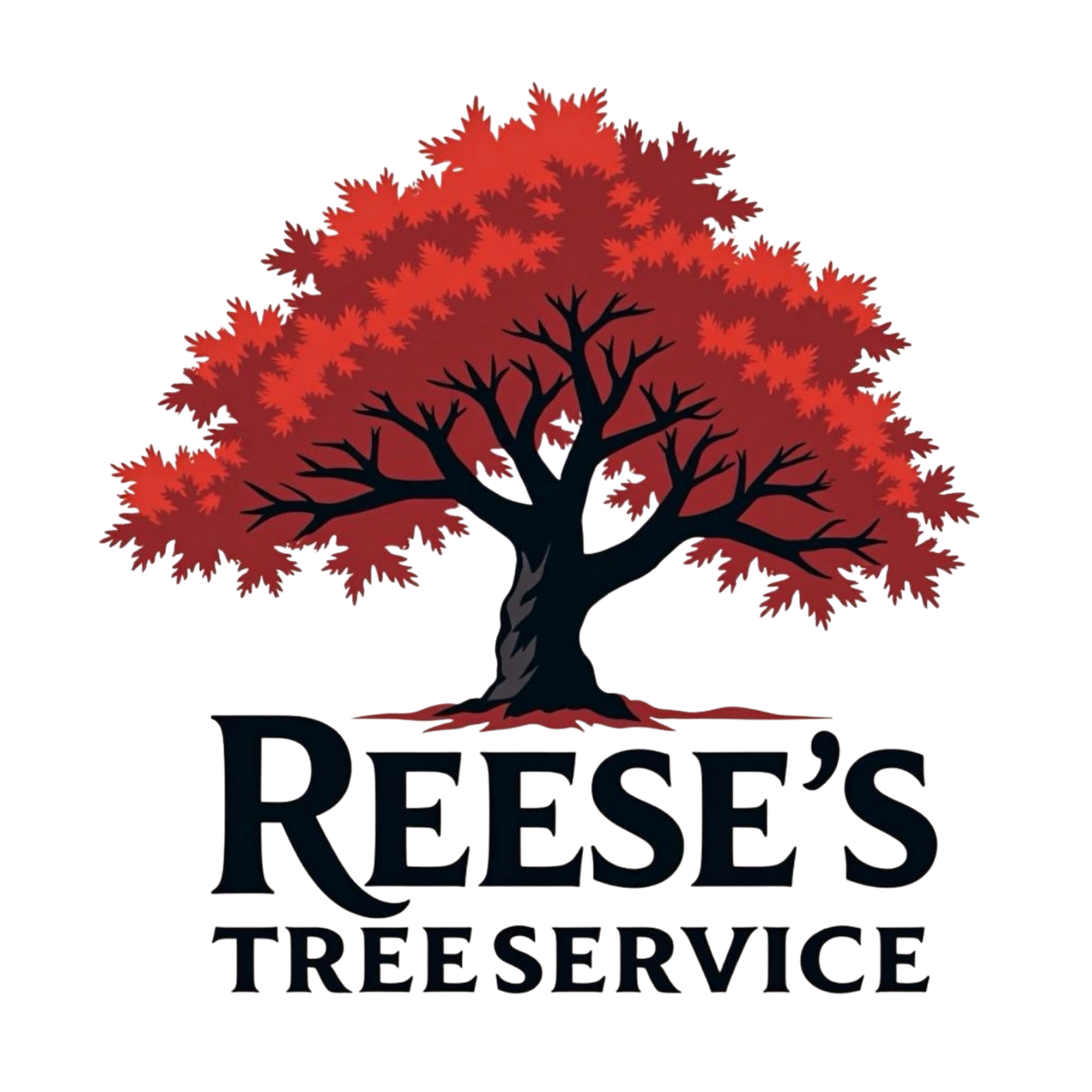 Reese’s Tree Service logo with a red tree and black trunk above the company name