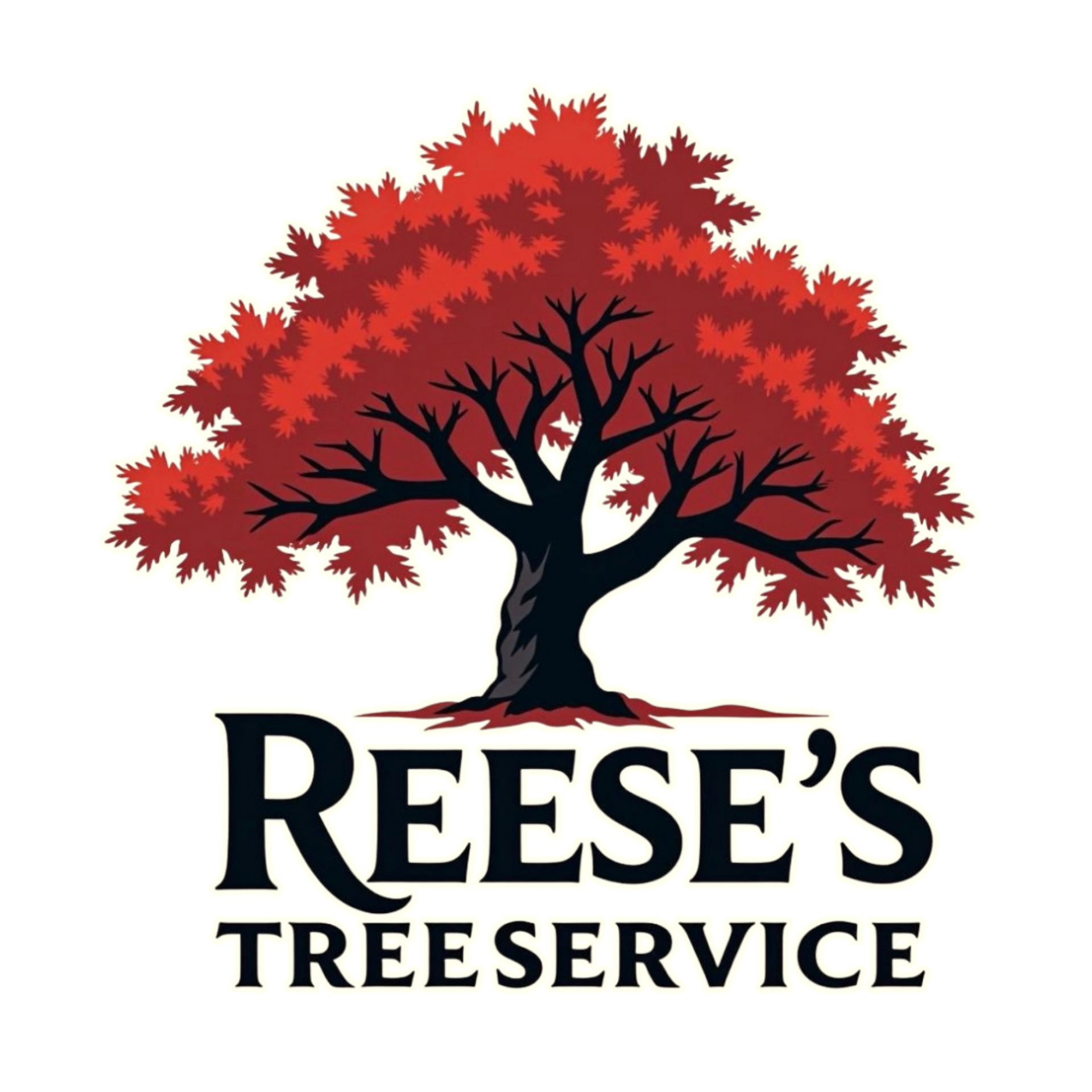 Reese’s Tree Service logo with red tree canopy and black trunk over company name