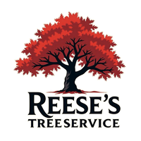 Reese’s Tree Service logo with red tree canopy and black trunk over company name