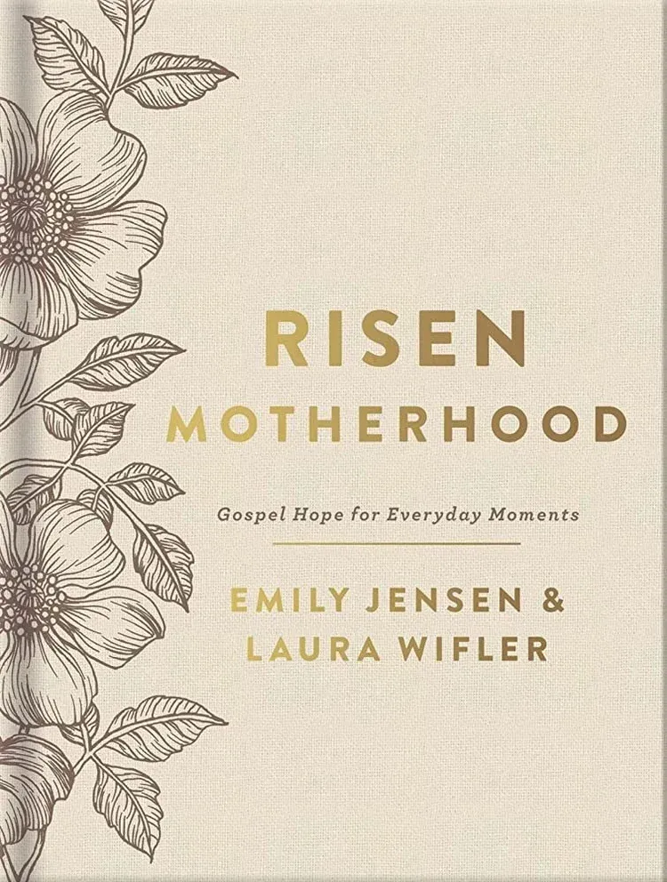 Book cover titled “Risen Mother” with floral line art on a beige background by Emily Jensen and Laura Wifler