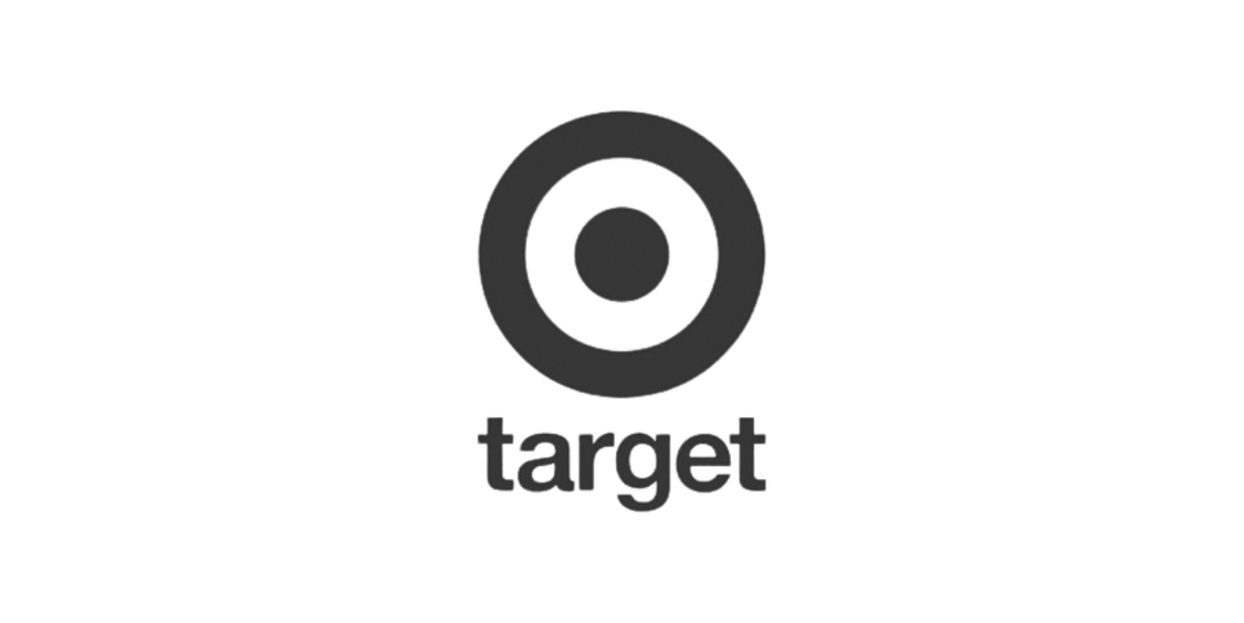 Target logo in black and white with bullseye icon above the word “target”