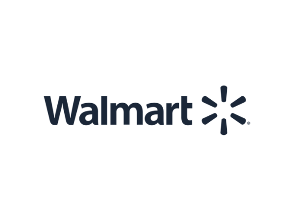 Walmart logo in dark blue text with yellow spark symbol on a white background