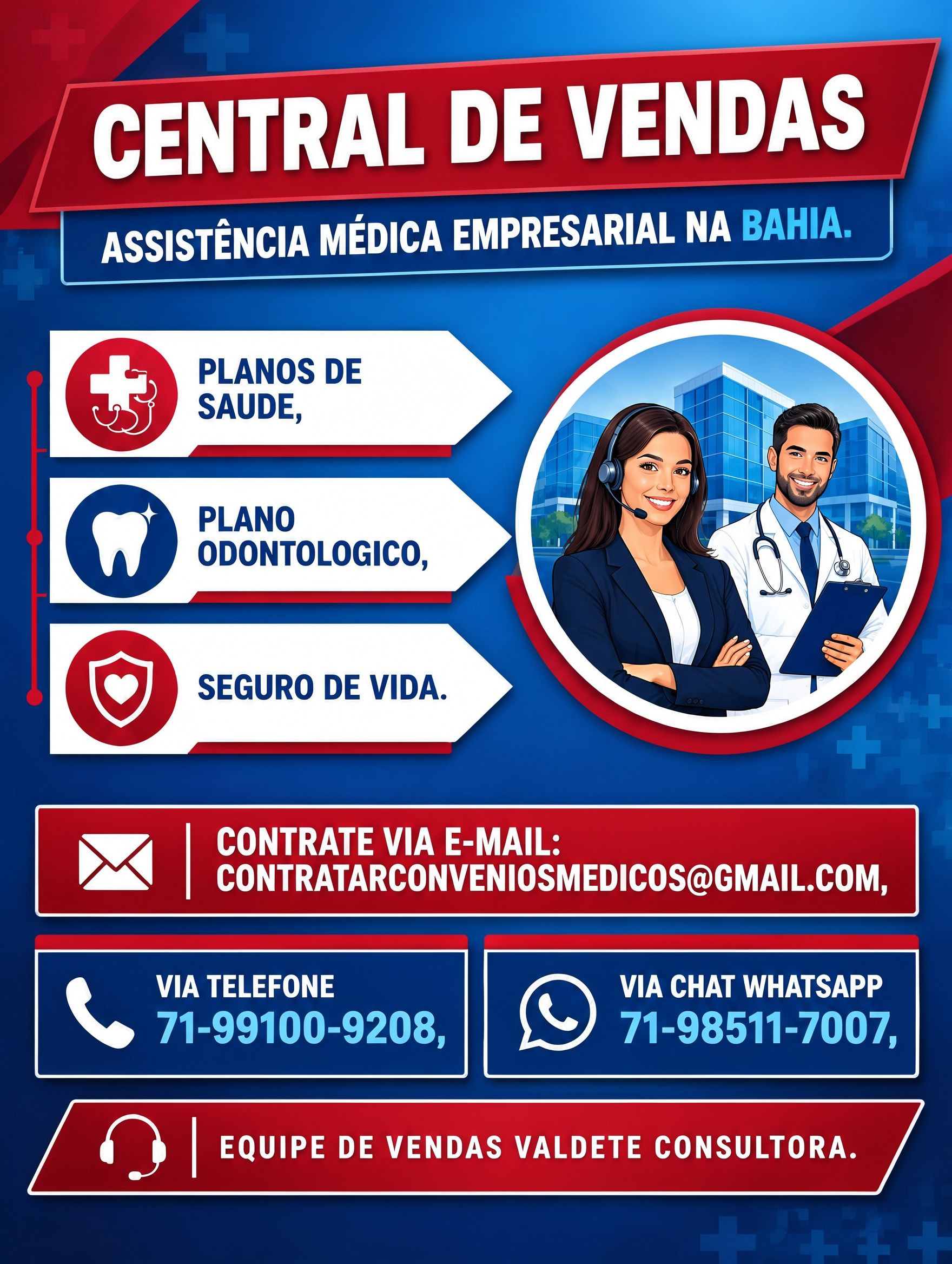 Anúncio de assistência médica empresarial na Bahia, planos de saude ba contatos por e-mail, telefone e WhatsApp