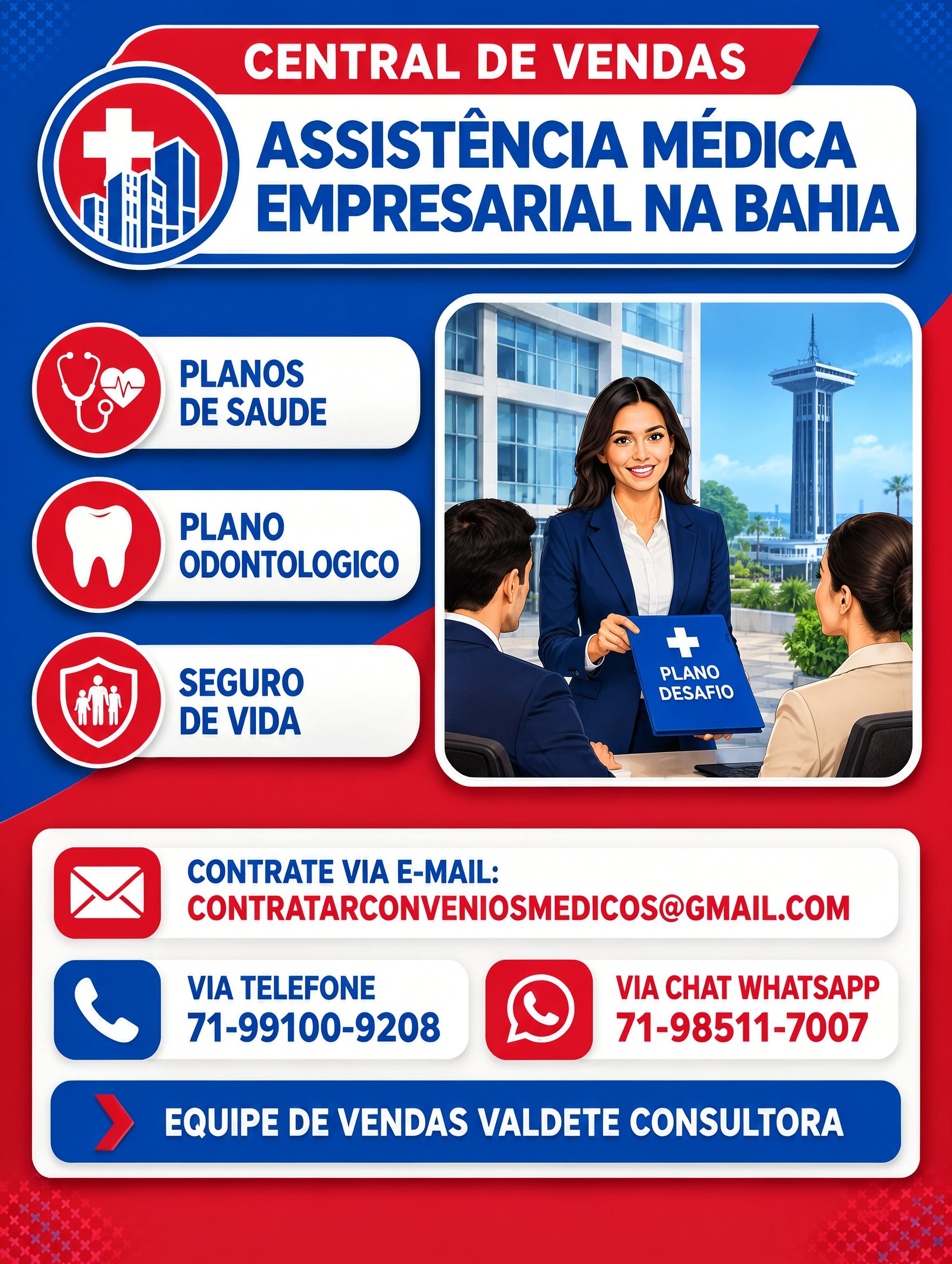 Anúncio de assistência médica empresarial na Bahia, planos de saude ba contatos por e-mail, telefone e WhatsApp
