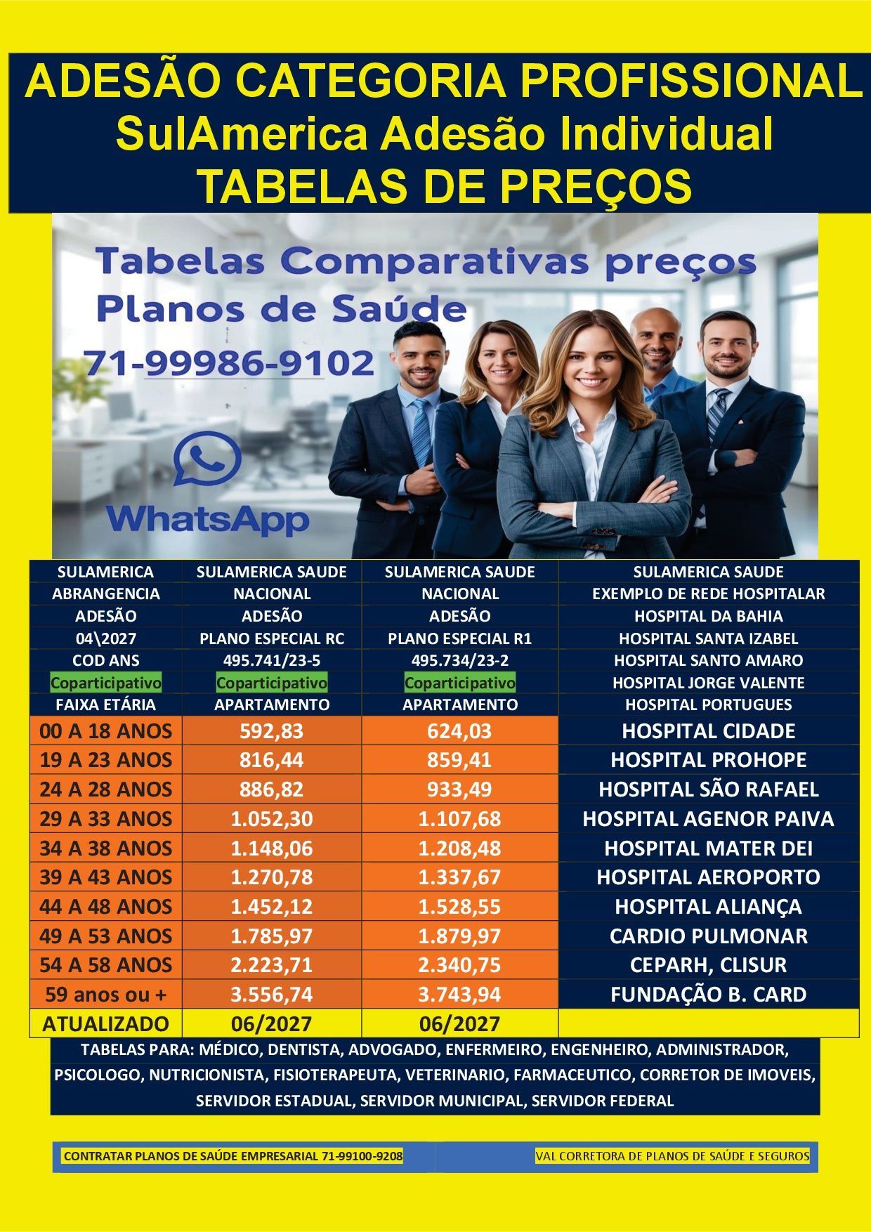 sb saude tabela de preços, plano de saud sb saude em salvador, Telefone 71-99100-9208 Corretor Vendas de Planos de Saude sulamerica