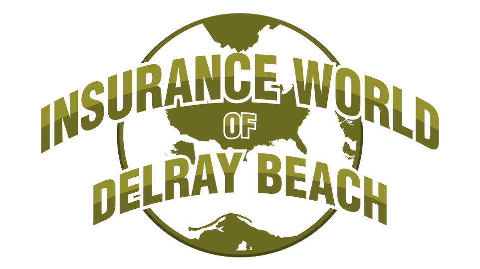 The logo for the insurance world of delray beach