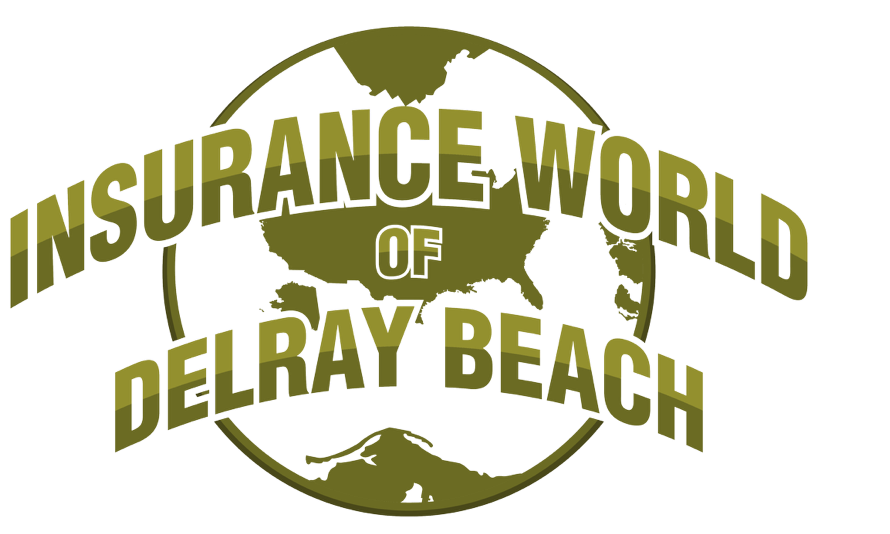 The logo for the insurance world of delray beach