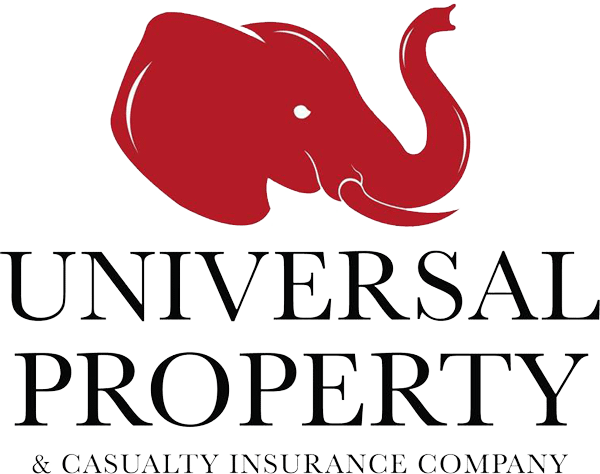 The logo for universal property and casualty insurance company has an elephant on it.