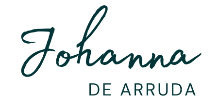 Johanna de Arruda logo in teal cursive and uppercase text on a white background