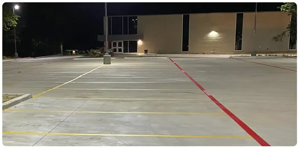 after parking lot striping at Panola College
