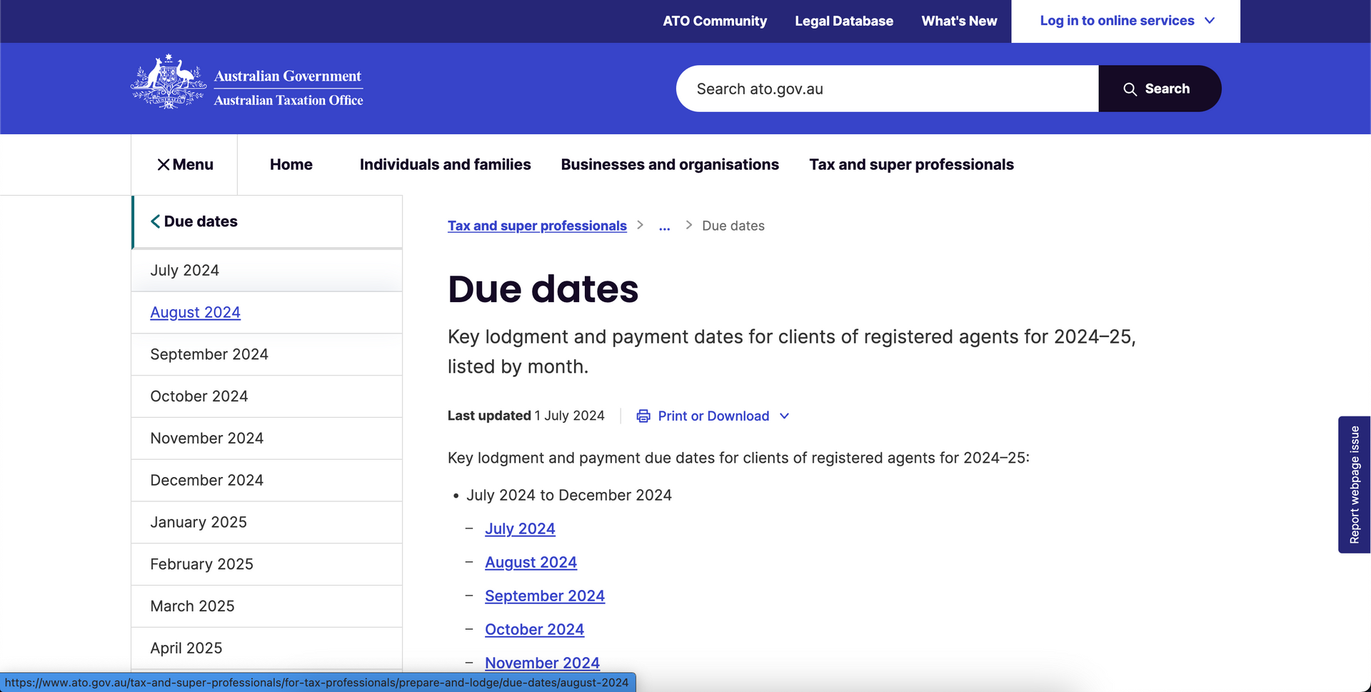 ATO Key Lodgement Dates
