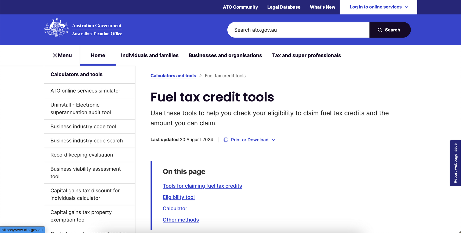 Fuel Tax Credit Calculator