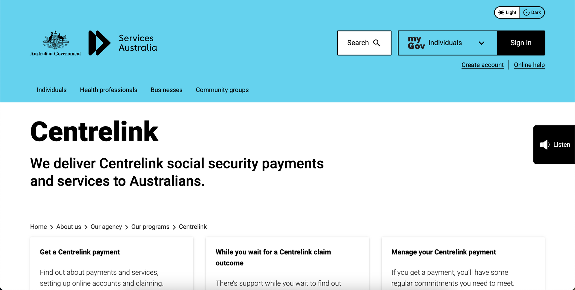 Services Australia (Centrelink)