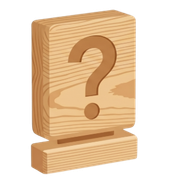 Wooden question mark icon on a small stand
