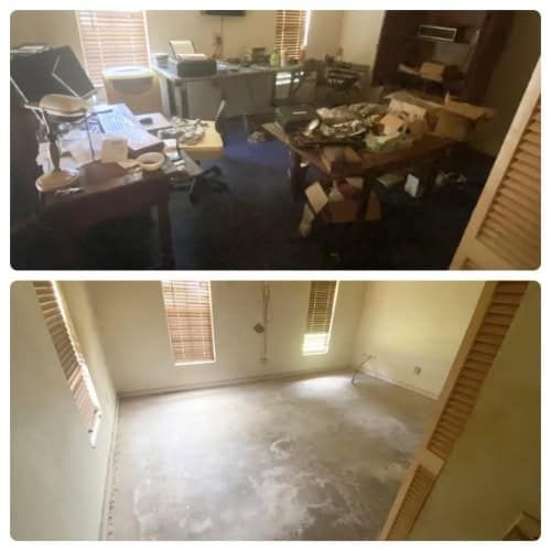 A before and after photo of a messy room