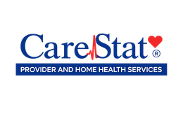 CareStat logo with heart and EKG line; blue text, red heart and line, text "Provider and Home Health Services".