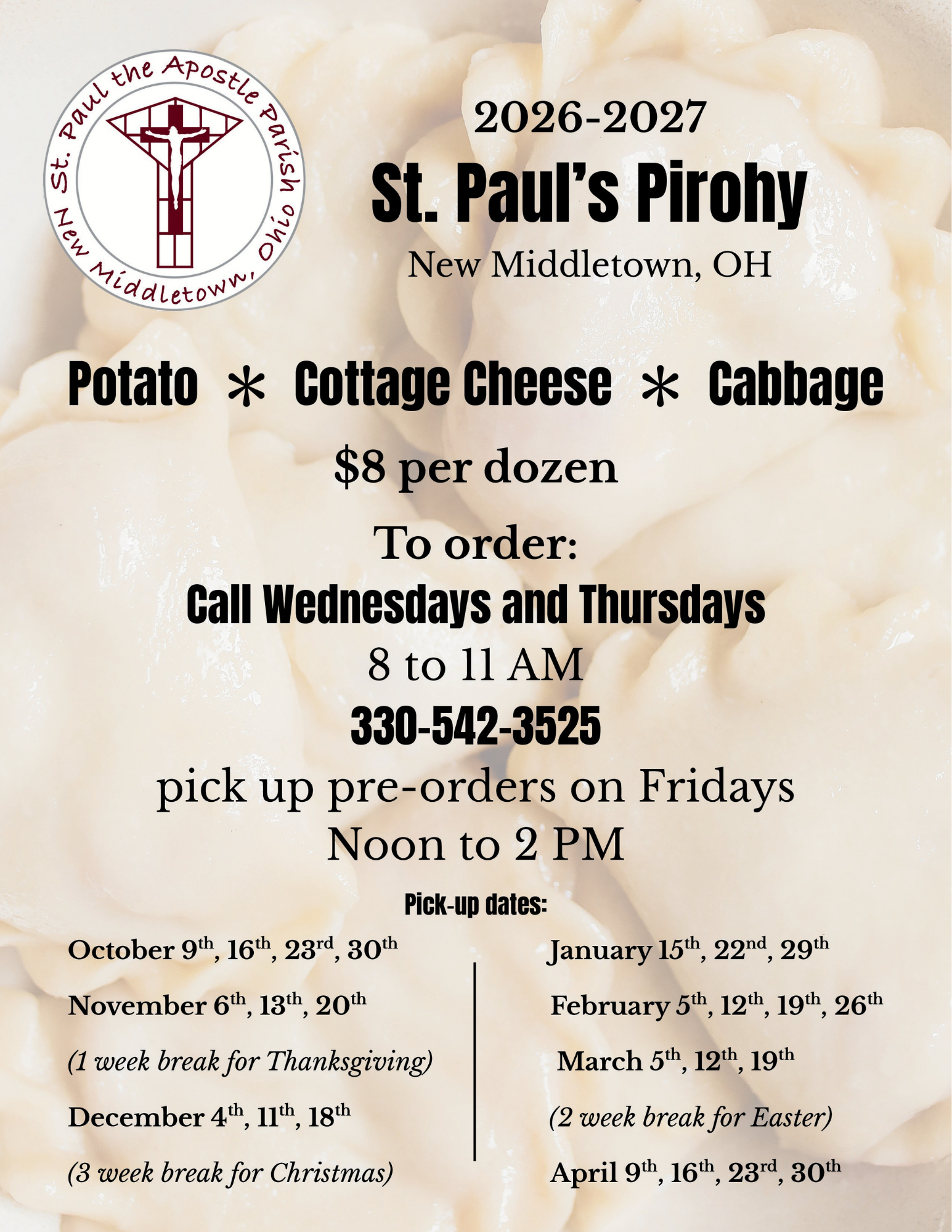 St. Paul's 2025-2026 Pirohy sales option