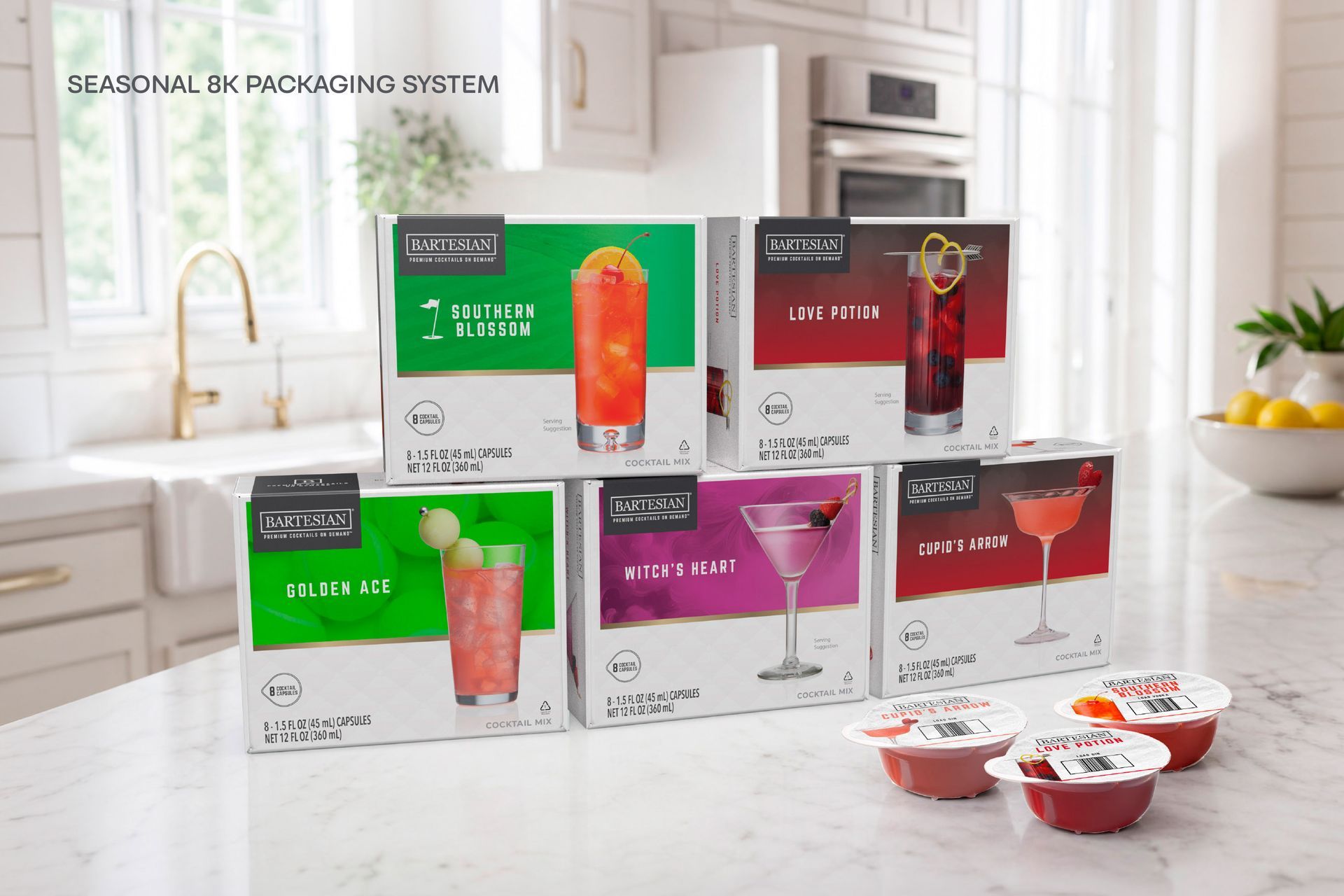 8 pack cocktail capsule packaging system re-design - seasonal