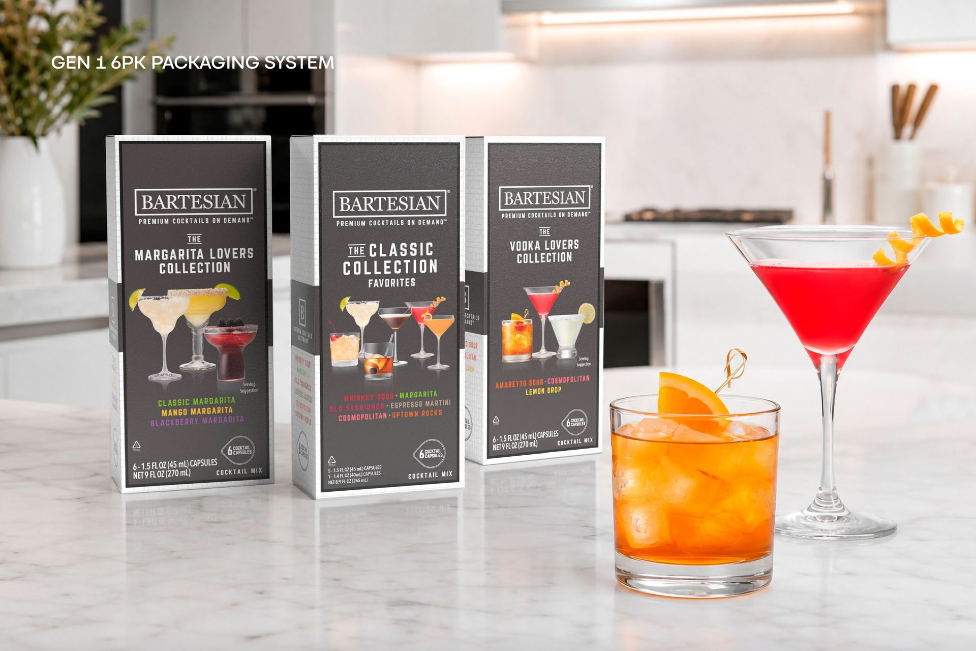 6 pack cocktail capsule packaging design,system design