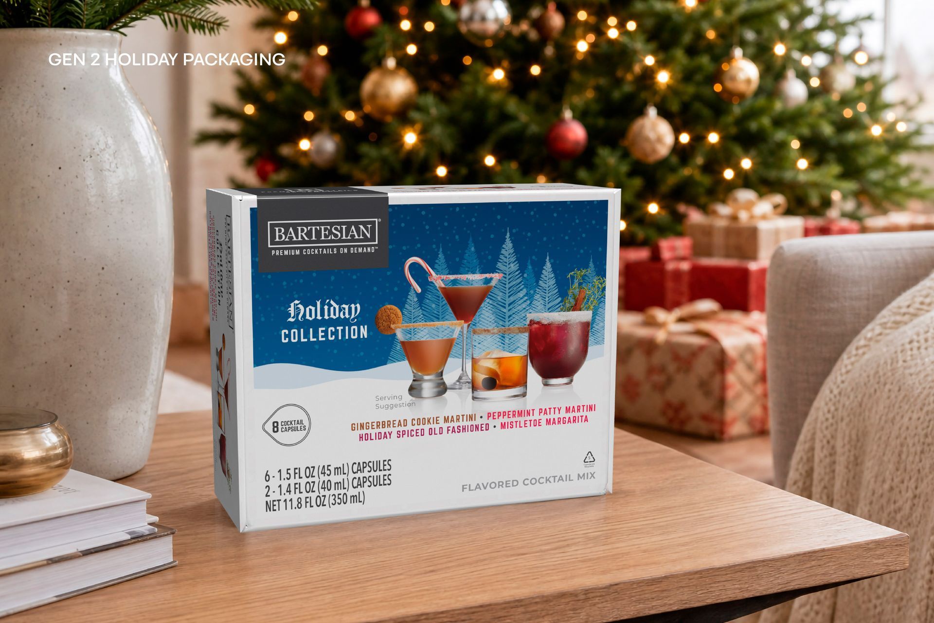 8 pack cocktail capsule packaging system re-design - seasonal - Christmas