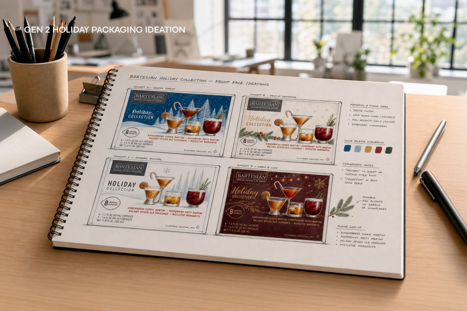 8 pack cocktail capsule packaging system re-design - seasonal - Christmas