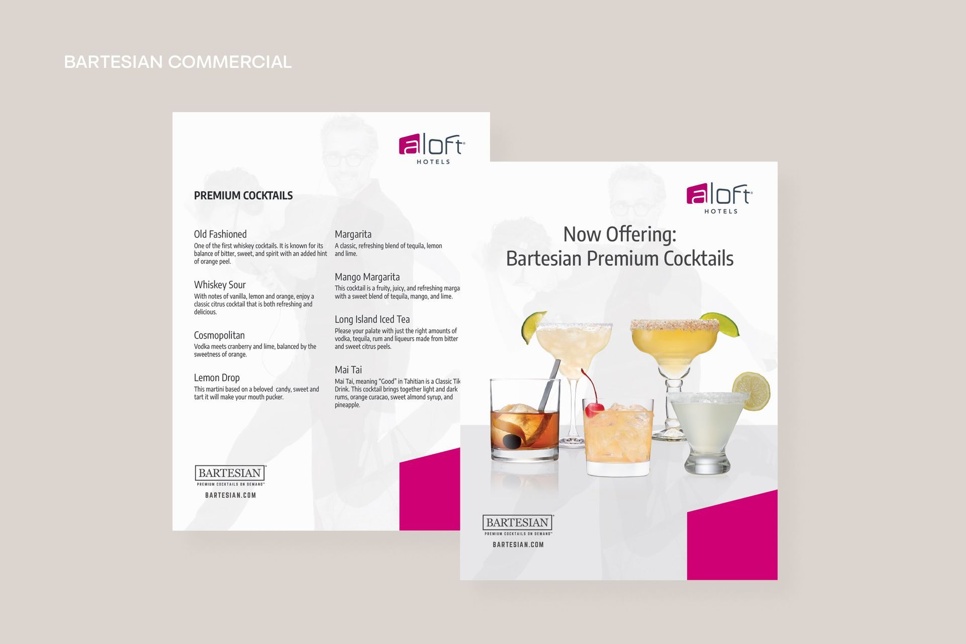 Commercial division - custom menus for hotel chains