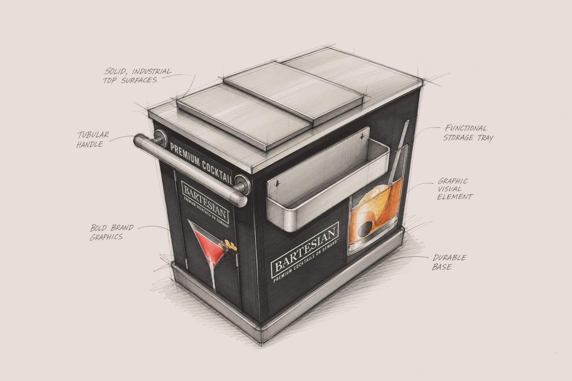 Commercial division - drink cart design for stadiums.