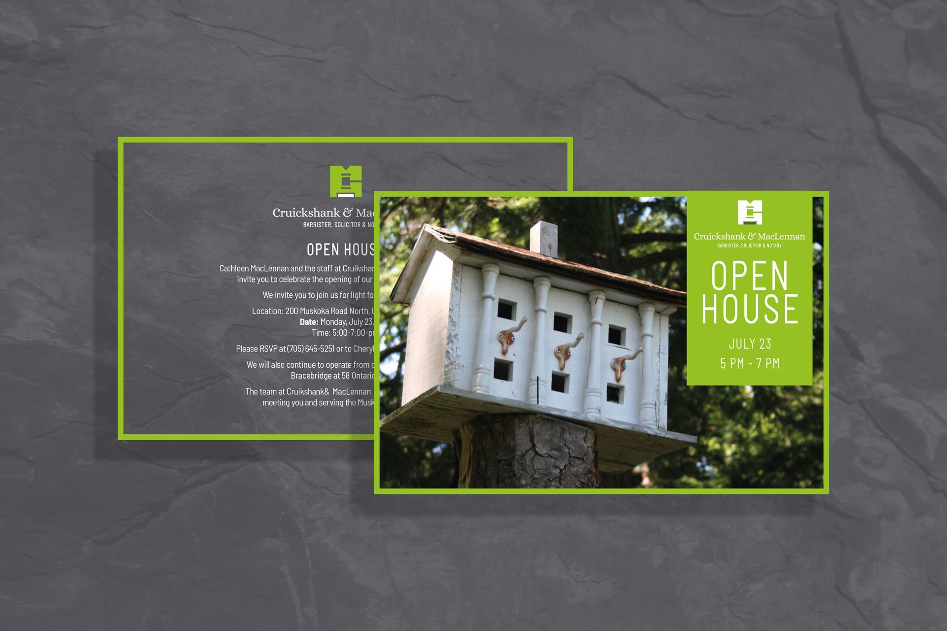 Lawyer branding strategy - Open House Card