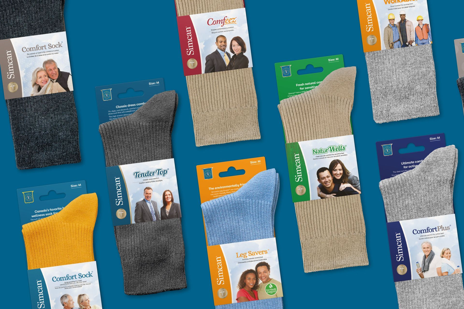 Simcan socks packaging and product branding strategy