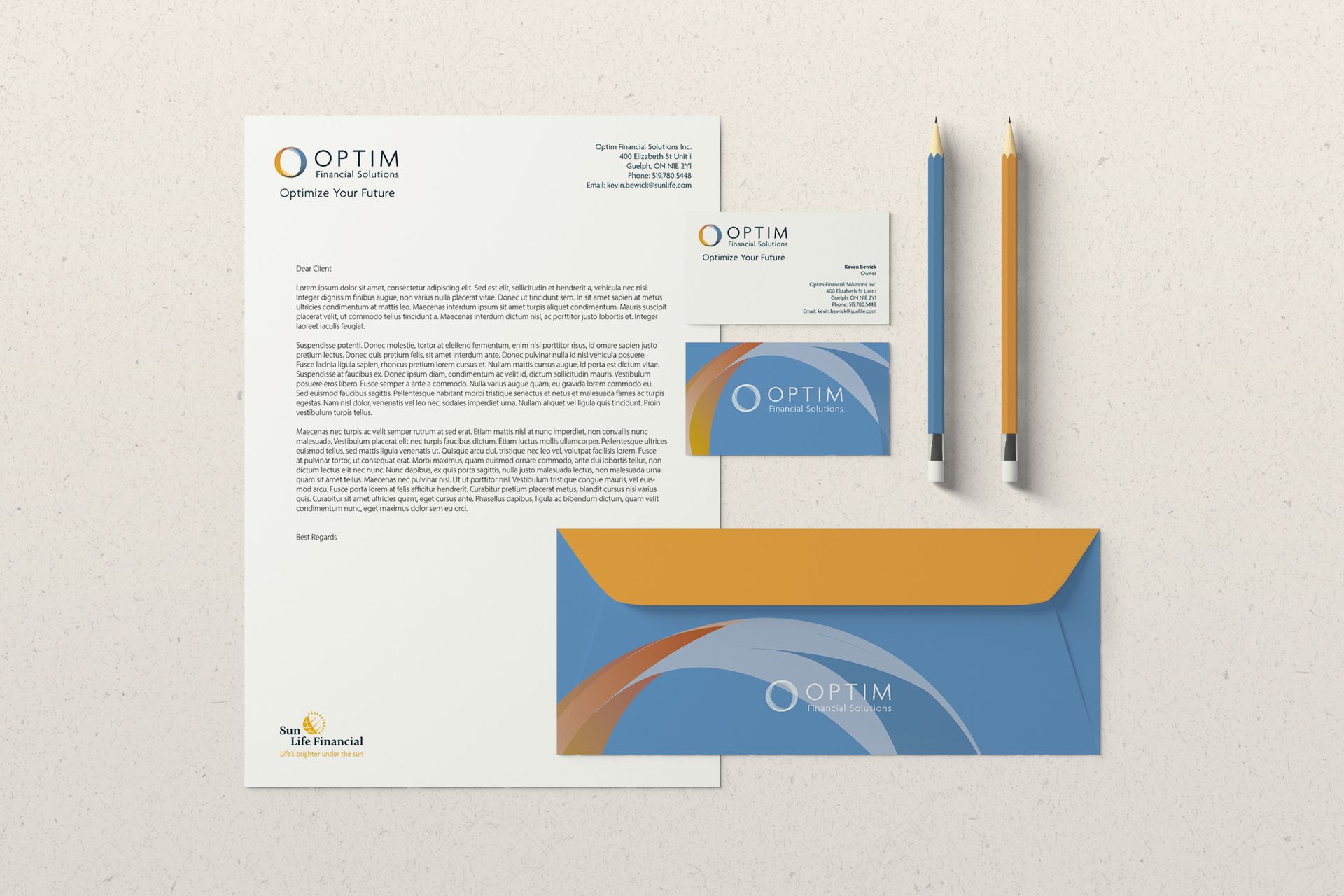 Stationery. logo and branding design for financial advisor business.
