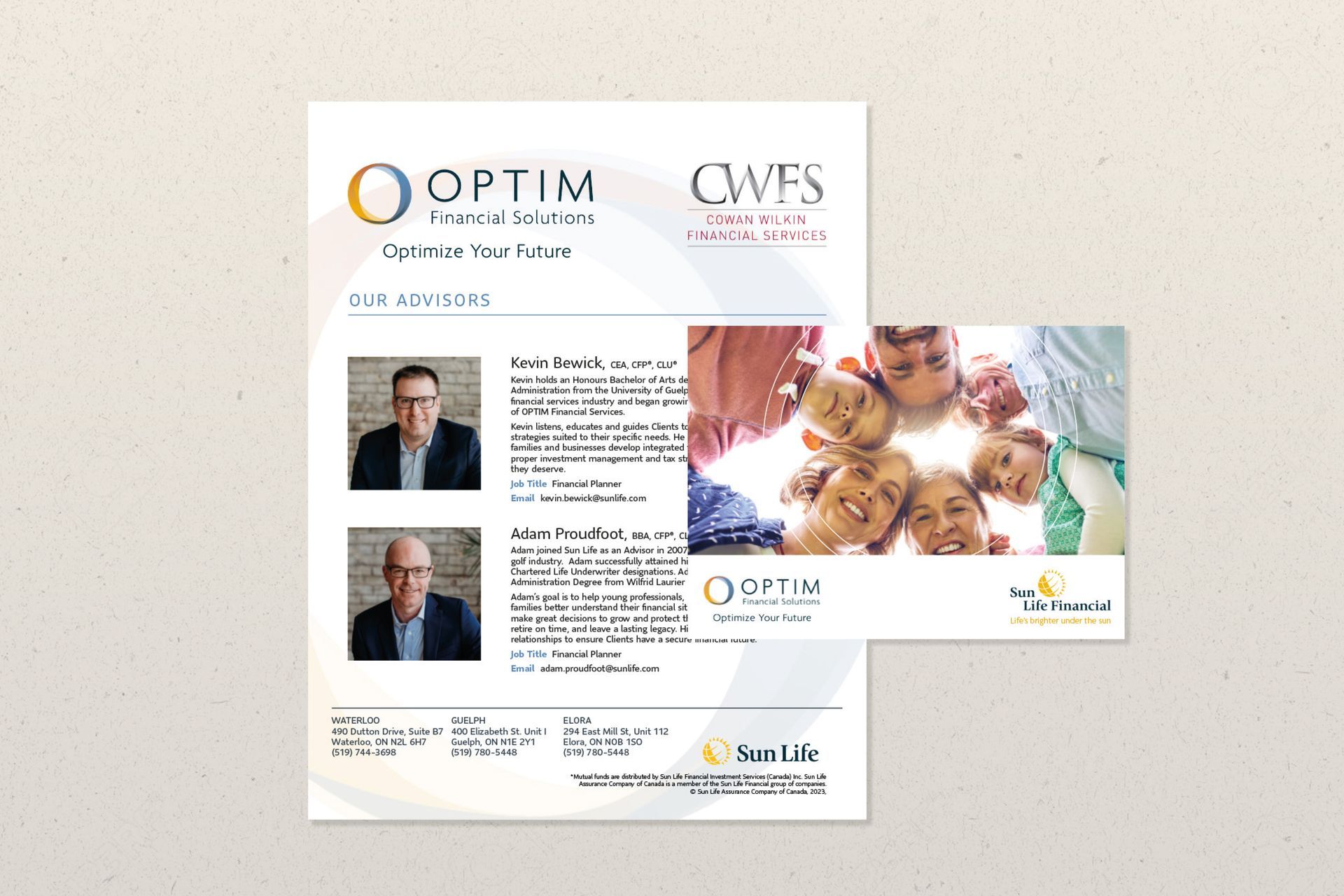 Custom brochure, post cards and branding design for financial advisor business.