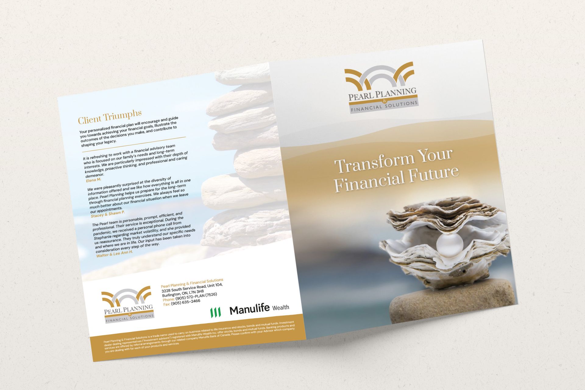Custom brochure and branding design for financial advisor business.