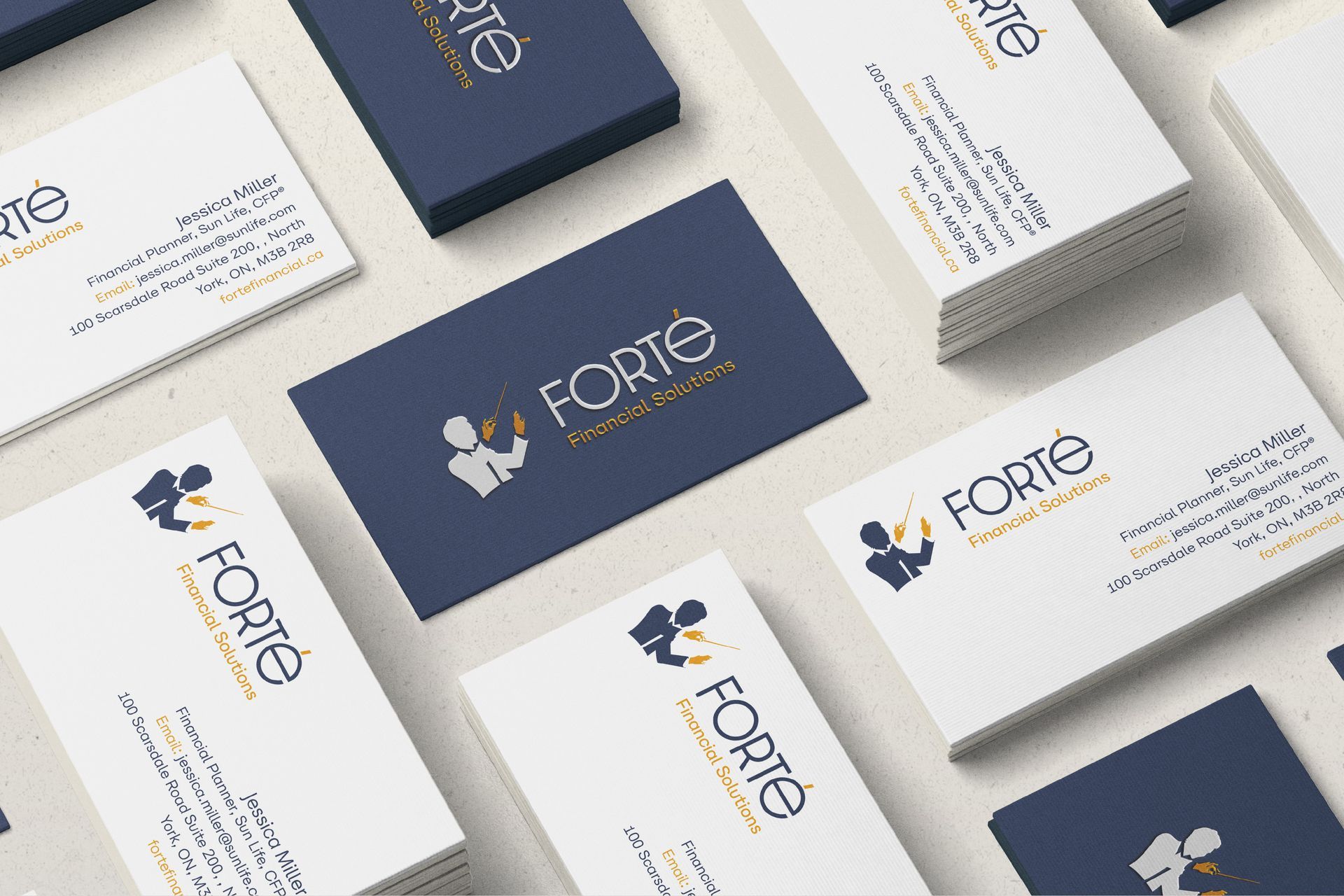 Business card and stationery design for financial advisor business.