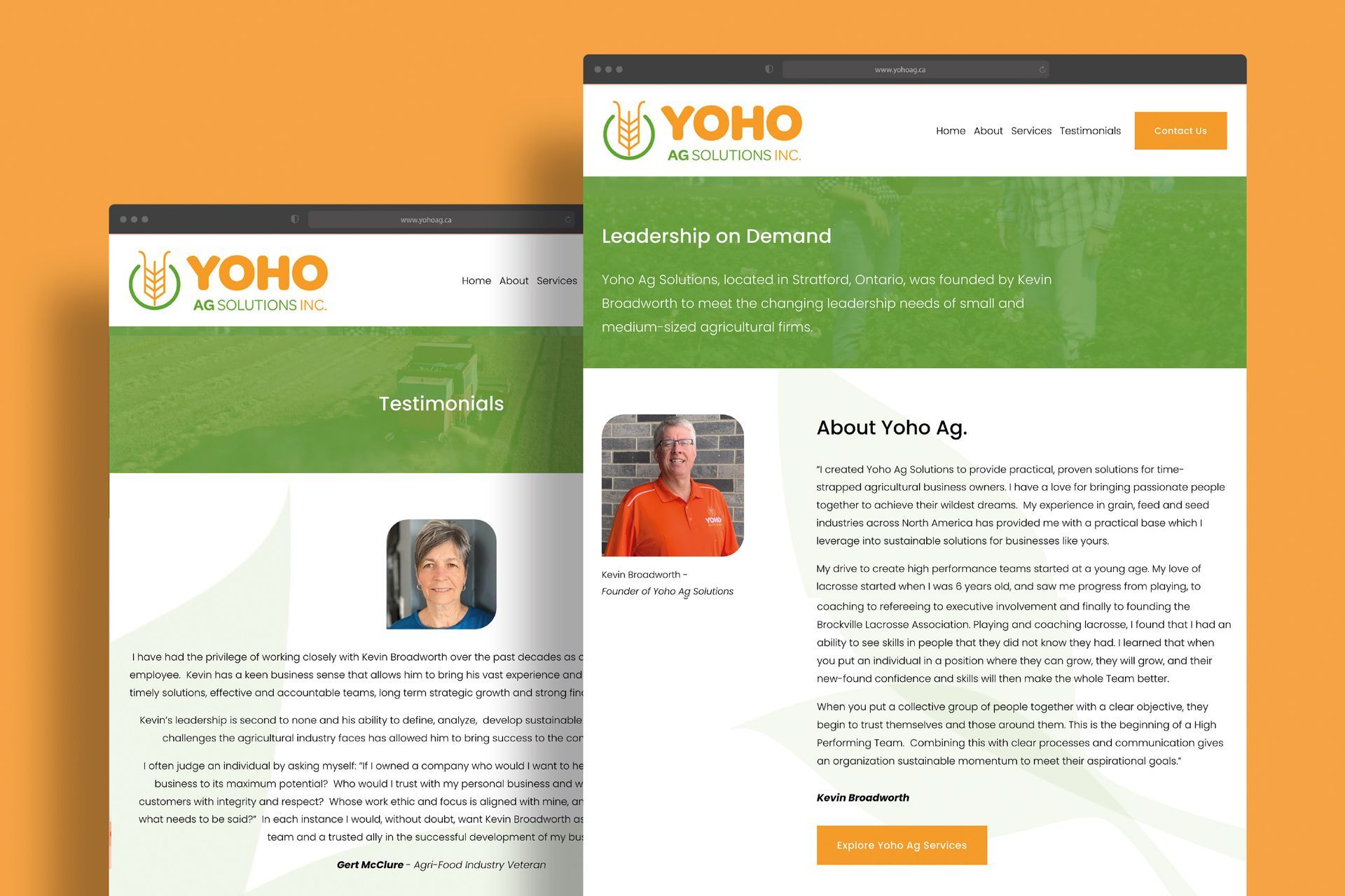 Yoho Ag Solutions Squarespace website development