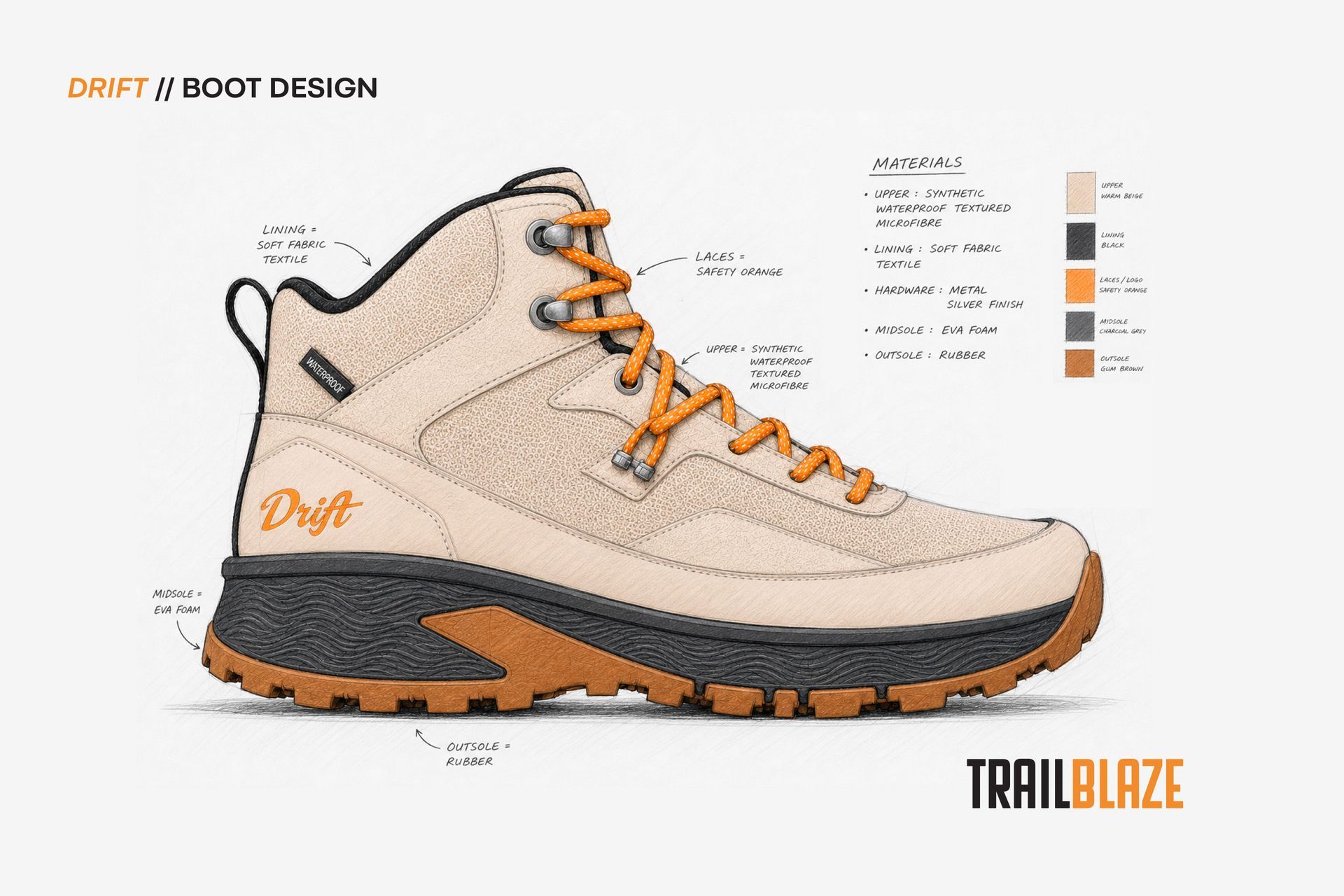 Drift footwear shoe and boot design