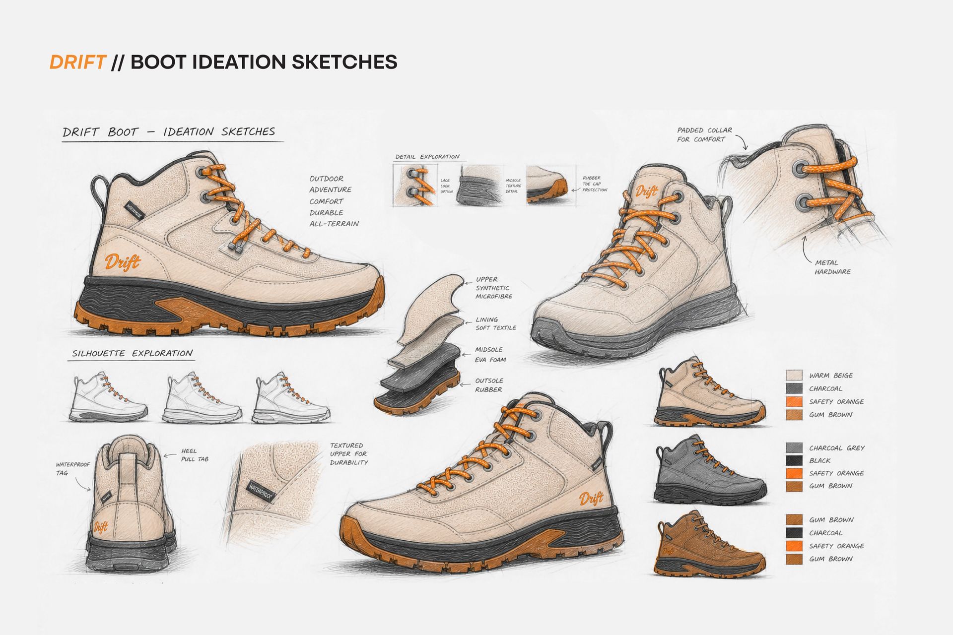Drift footwear shoe and boot design