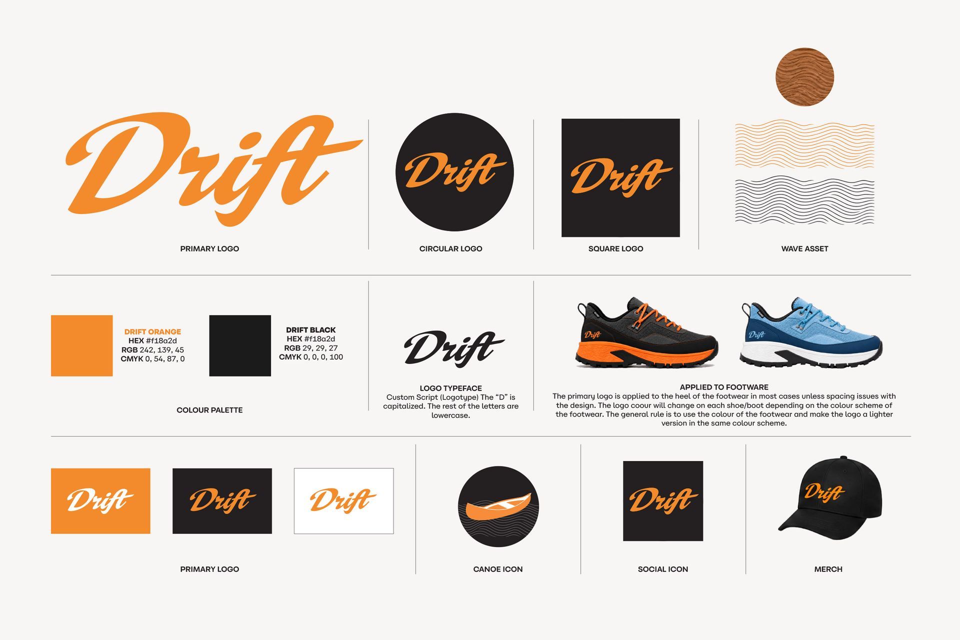 Drift footwear branding elements