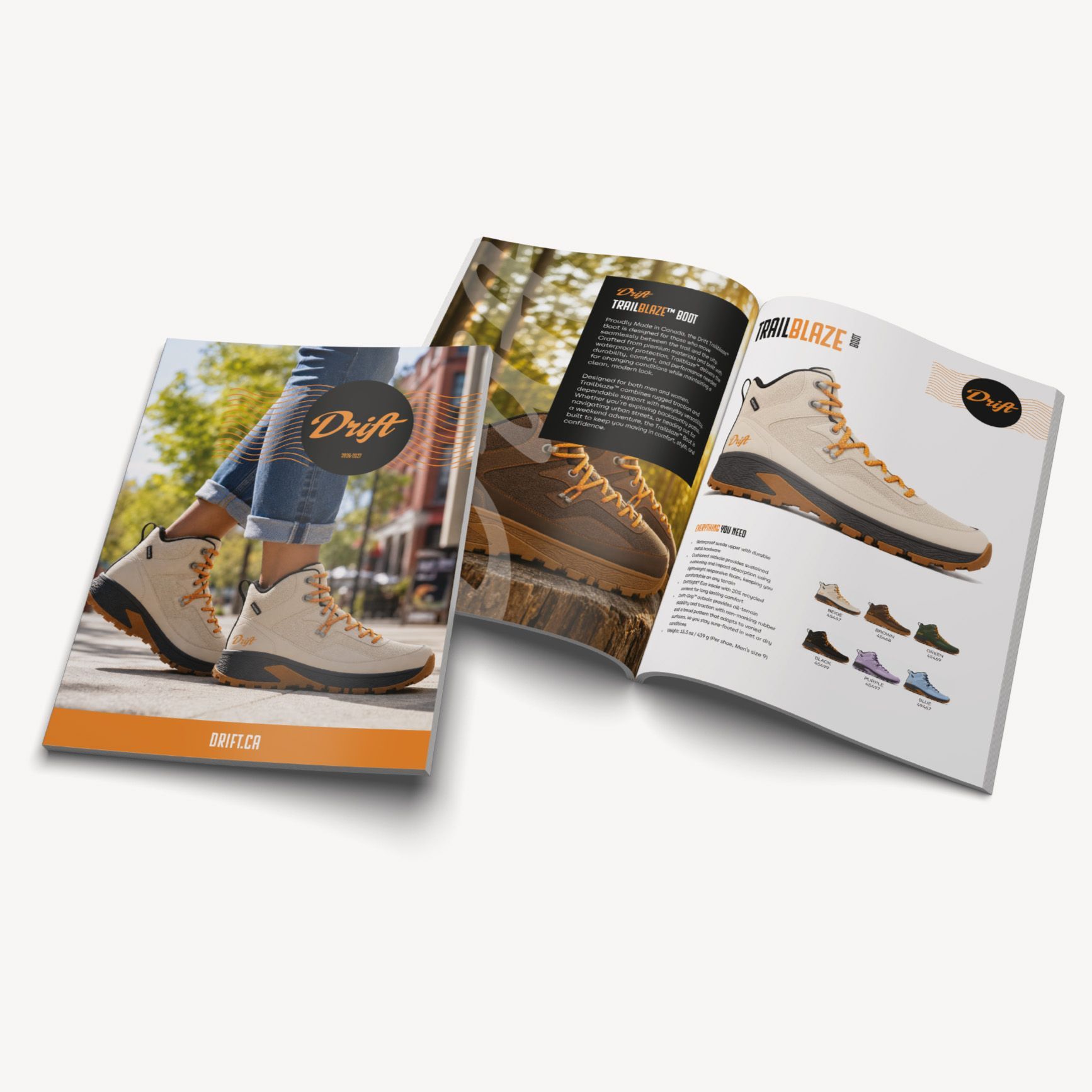 Drift footwear shoe and boot,catalogue design