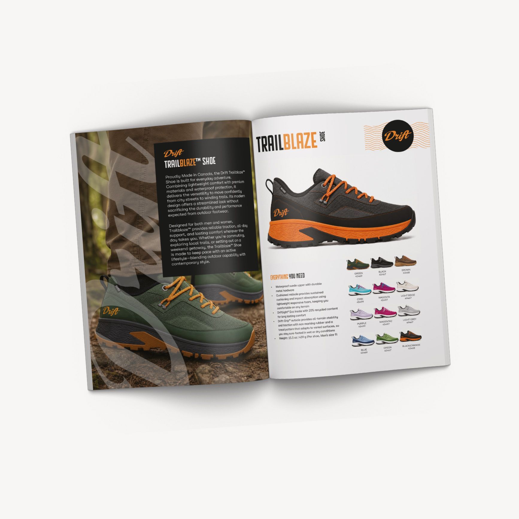Drift footwear shoe and boot,catalogue design